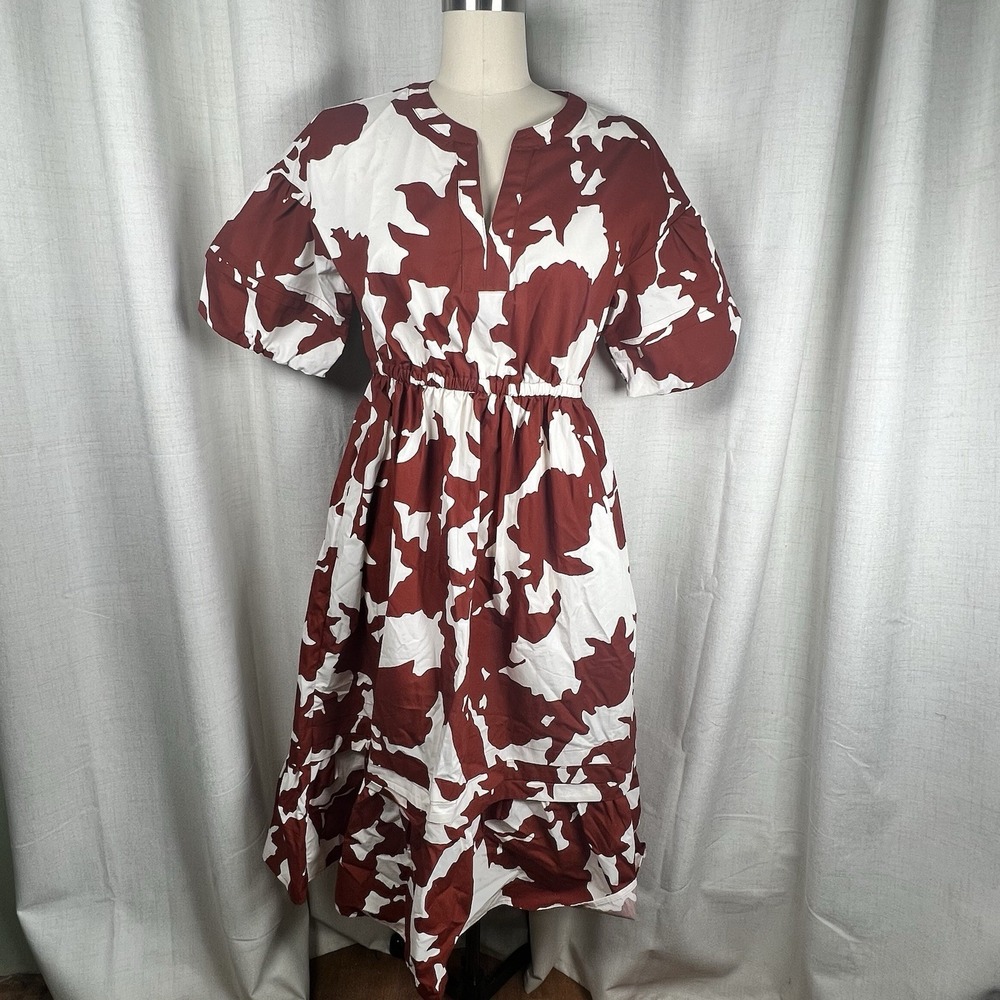NEW! Banana Republic Factory Tiered Midi Dress Red Floral Size Medium Cowgirl